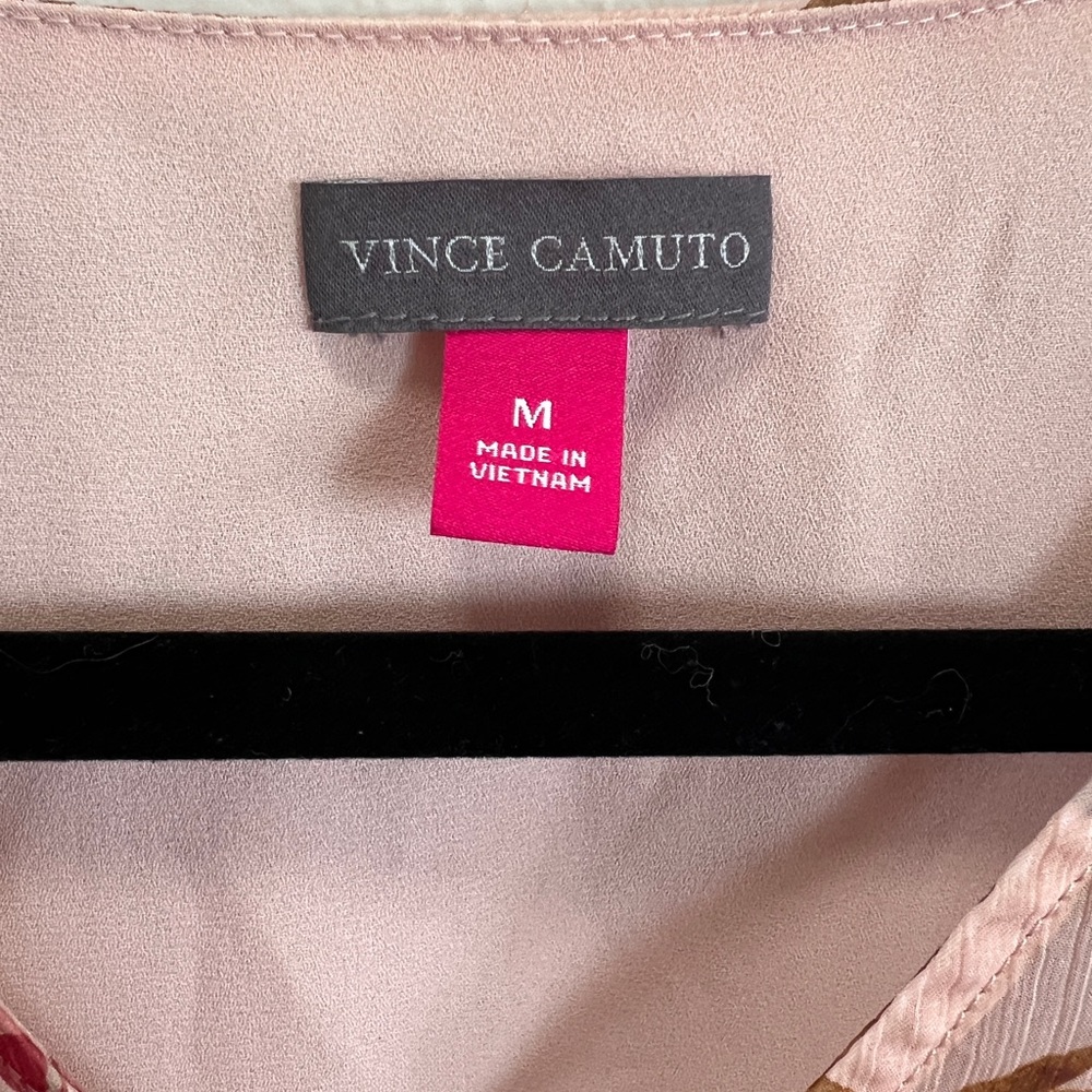 Vince Camuto Chiffon Peplum Blouse Top Peach Floral Print 3/4 Sleeves Bell - Picture 5 of 7